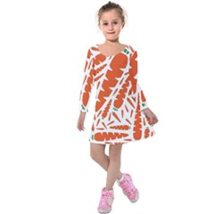 Carrots Fruit Vegetable Orange Kids  Long Sleeve Velvet Dress by Mariart