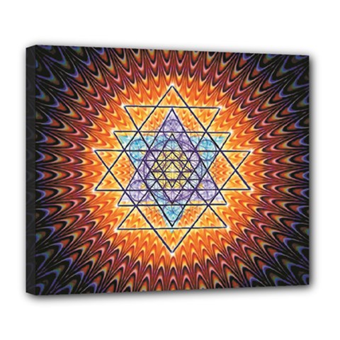 Cosmik Triangle Space Rainbow Light Blue Gold Orange Deluxe Canvas 24  X 20   by Mariart