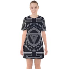 Kali Yantra Inverted Sixties Short Sleeve Mini Dress by Mariart