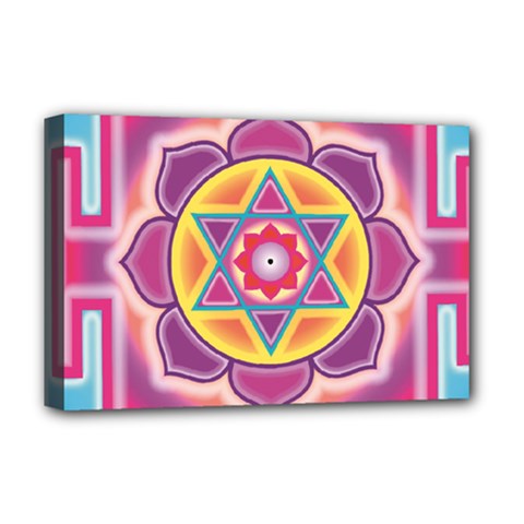 Kali Yantra Inverted Rainbow Deluxe Canvas 18  X 12   by Mariart