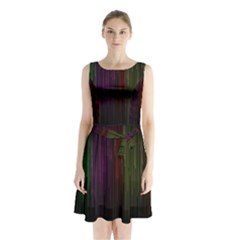 Line Rain Rainbow Light Stripes Lines Flow Sleeveless Waist Tie Chiffon Dress by Mariart