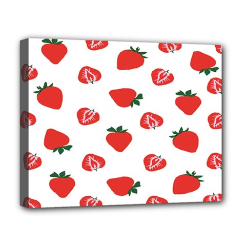 Red Fruit Strawberry Pattern Deluxe Canvas 20  X 16   by Mariart