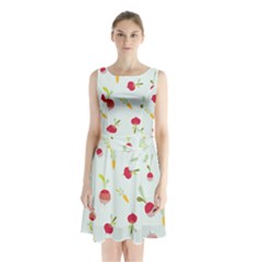 Root Vegetables Pattern Carrots Sleeveless Waist Tie Chiffon Dress by Mariart