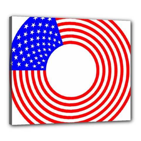 Stars Stripes Circle Red Blue Canvas 24  X 20  by Mariart