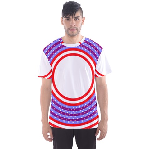 Stars Stripes Circle Red Blue Space Round Men s Sports Mesh Tee by Mariart