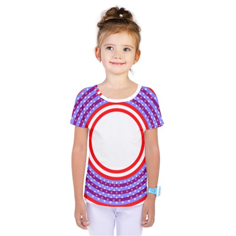 Stars Stripes Circle Red Blue Space Round Kids  One Piece Tee by Mariart
