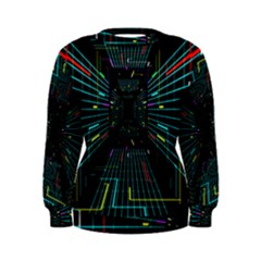 Seamless 3d Animation Digital Futuristic Tunnel Path Color Changing Geometric Electrical Line Zoomin Women s Sweatshirt by Mariart