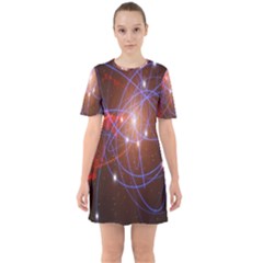 Highest Resolution Version Space Net Sixties Short Sleeve Mini Dress by Mariart