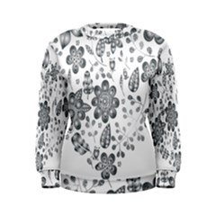Grayscale Floral Heart Background Women s Sweatshirt by Mariart