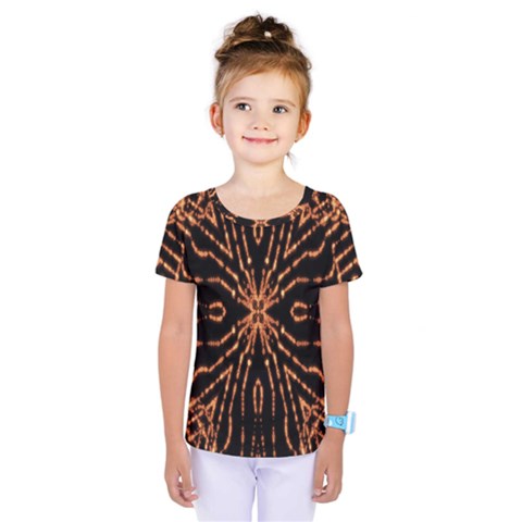 Golden Fire Pattern Polygon Space Kids  One Piece Tee by Mariart