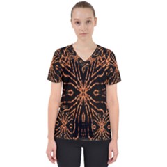 Golden Fire Pattern Polygon Space Scrub Top by Mariart