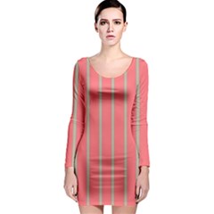 Line Red Grey Vertical Long Sleeve Bodycon Dress by Mariart