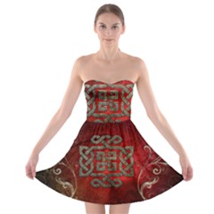 The Celtic Knot With Floral Elements Strapless Bra Top Dress by FantasyWorld7