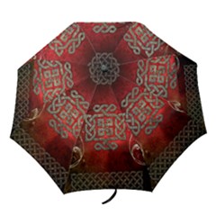 The Celtic Knot With Floral Elements Folding Umbrellas by FantasyWorld7