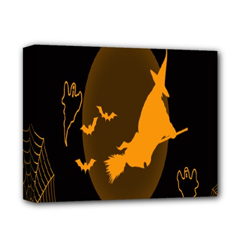 Day Hallowiin Ghost Bat Cobwebs Full Moon Spider Deluxe Canvas 14  X 11  by Mariart