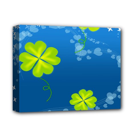 Flower Shamrock Green Blue Sexy Deluxe Canvas 14  X 11  by Mariart