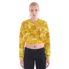 Flower Sunflower Floral Beauty Sexy Cropped Sweatshirt by Mariart