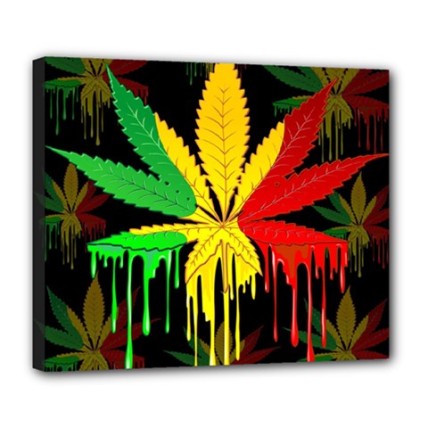 Marijuana Cannabis Rainbow Love Green Yellow Red Black Deluxe Canvas 24  X 20   by Mariart