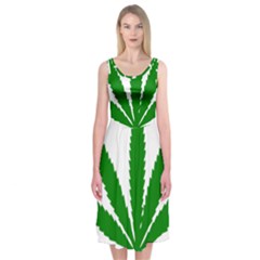 Marijuana Weed Drugs Neon Cannabis Green Leaf Sign Midi Sleeveless Dress by Mariart