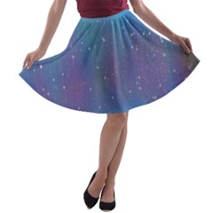 Rain Star Planet Galaxy Blue Sky Purple Blue A-line Skater Skirt by Mariart