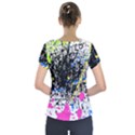 Spot Paint Pink Black Green Yellow Blue Sexy Short Sleeve Front Detail Top View2
