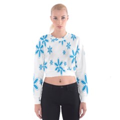 Star Flower Blue Cropped Sweatshirt by Mariart