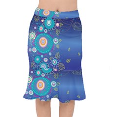 Flower Blue Floral Sunflower Star Polka Dots Sexy Mermaid Skirt by Mariart