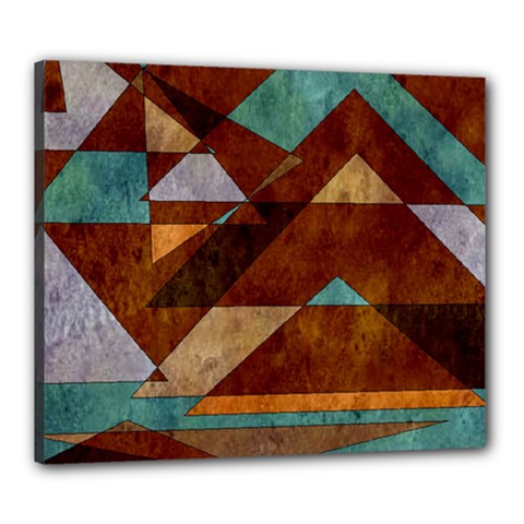 Turquoise And Bronze Triangle Design With Copper Canvas 24  X 20  by digitaldivadesigns