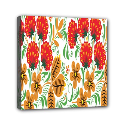 Flower Floral Red Yellow Leaf Green Sexy Summer Mini Canvas 6  X 6  by Mariart