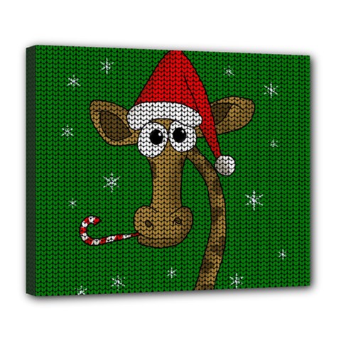 Christmas Giraffe  Deluxe Canvas 24  X 20   by Valentinaart