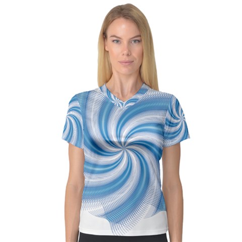 Prismatic Hole Blue V-neck Sport Mesh Tee by Mariart