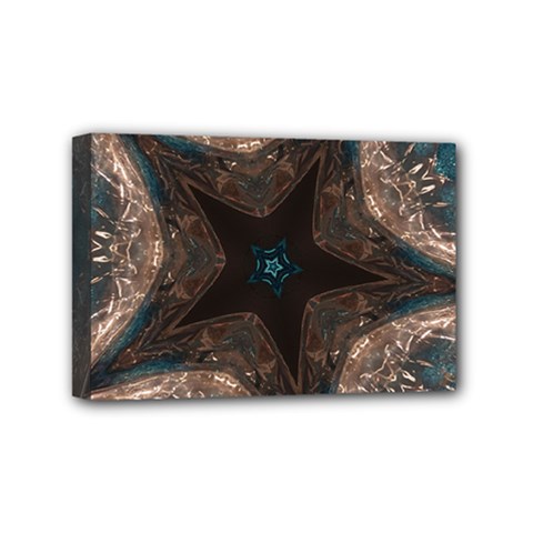 Kaleidoscopic Design Elegant Star Brown Turquoise Mini Canvas 6  X 4  by yoursparklingshop