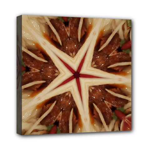 Spaghetti Italian Pasta Kaleidoscope Funny Food Star Design Mini Canvas 8  X 8  by yoursparklingshop