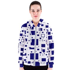 Blue Squares Textures Plaid Women s Zipper Hoodie by Alisyart