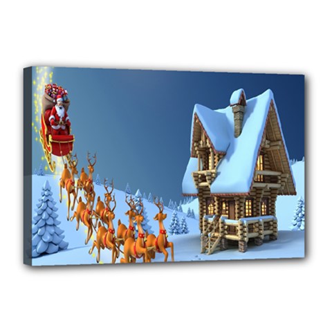 Christmas Reindeer Santa Claus Wooden Snow Canvas 18  X 12  by Alisyart