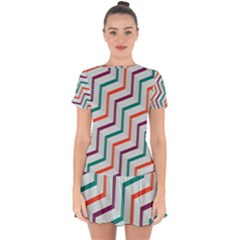 Line Color Rainbow Drop Hem Mini Chiffon Dress by Alisyart