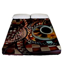 Midnight Never Ends, A Red Checkered Diner Fractal Fitted Sheet (california King Size) by jayaprime