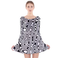 Psychedelic Zebra Black Circle Long Sleeve Velvet Skater Dress by Alisyart