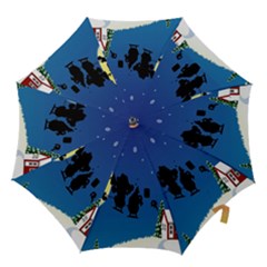 Santa Claus Christmas Sleigh Flying Moon House Tree Hook Handle Umbrellas (medium) by Alisyart