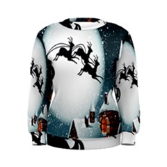 Santa Claus Christmas Snow Cool Night Moon Sky Women s Sweatshirt by Alisyart