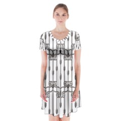 Iron Fence Grey Strong Short Sleeve V-neck Flare Dress by Alisyart
