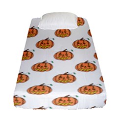 Face Mask Ghost Halloween Pumpkin Pattern Fitted Sheet (single Size) by Alisyart