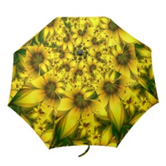 Beautiful Yellow-green Meadow Of Daffodil Flowers Folding Umbrellas by jayaprime