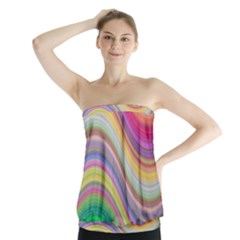 Wave Background Happy Design Strapless Top by Celenk