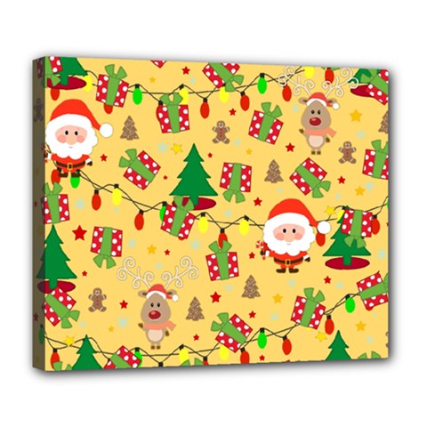 Santa And Rudolph Pattern Deluxe Canvas 24  X 20   by Valentinaart