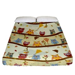 Autumn Owls Pattern Fitted Sheet (queen Size) by Celenk