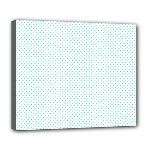 Tiffany Aqua Blue Candy Polkadot Hearts On White Deluxe Canvas 24  X 20   by PodArtist