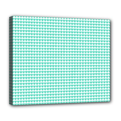Tiffany Aqua Blue Candy Hearts On White Deluxe Canvas 24  X 20   by PodArtist