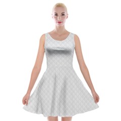 Bright White Stitched And Quilted Pattern Velvet Skater Dress by PodArtist