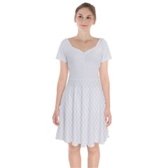 Bright White Stitched And Quilted Pattern Short Sleeve Bardot Dress by PodArtist